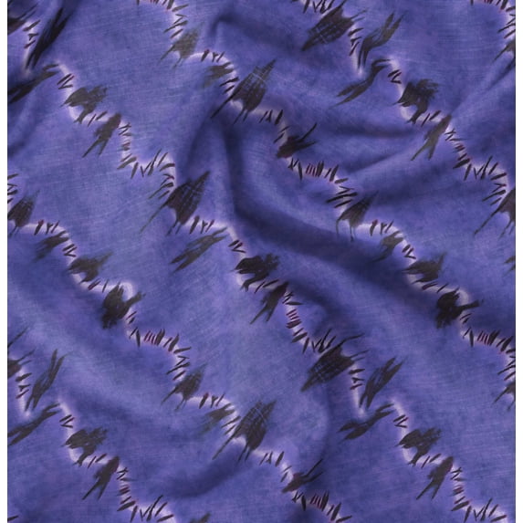 Soimoi Poly Canvas Purple Fabric By the Yard - 56 Inch Wide - Diagonal Stripe Tie & Dye Botanical - Nature's Enhanced with Diagonal Stripe & Tie Dye Patterns Printed Fabric