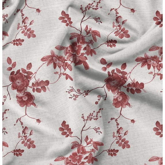 Soimoi Poly Canvas Red Fabric By the Yard - 56 Inch Wide - Florals, Leaves Print Fabric - Elegant & Beautiful Patterns for Fashion and Home Decor Printed Fabric