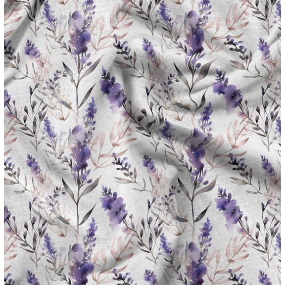 Soimoi Poly Canvas White Fabric By the Yard - 56 Inch Wide - Leaves, Floral & Rabbit Animal Print - Nature - Inspired Elegance with Adorable Rabbits Printed Fabric
