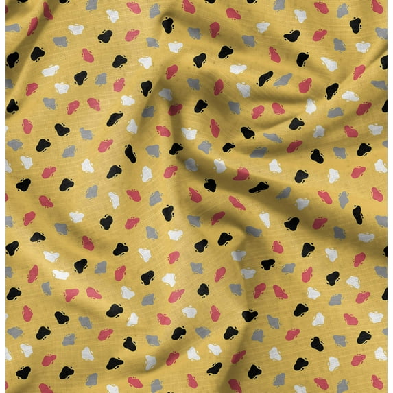 Soimoi Poly Canvas Yellow Fabric - By the Yard - 56 Inch Wide - Abstracts Art Fabric - Contemporary and Unique Patterns for Creative Projects Printed Fabric