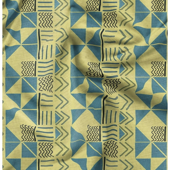 Soimoi Poly Canvas Yellow Fabric By the Yard - 56 Inch Wide - Geometric Material - Artistic and Modern Patterns for Various Uses Printed Fabric