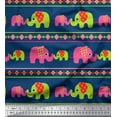 thumbnail image 1 of Soimoi Poly Crepe Fabric Geometric Shapes,Stripe & Elephant Kids Printed Craft Fabric by The Yard 52 Inch Wide, 1 of 1