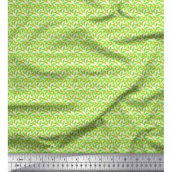 Soimoi Poly Georgette Fabric Artistic Feather Print Sewing Fabric Yard 52 Inch Wide