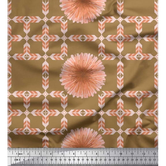 Soimoi Poly Georgette Fabric Artistic Flower & Arrow African Print Fabric by the Yard 52 Inch Wide