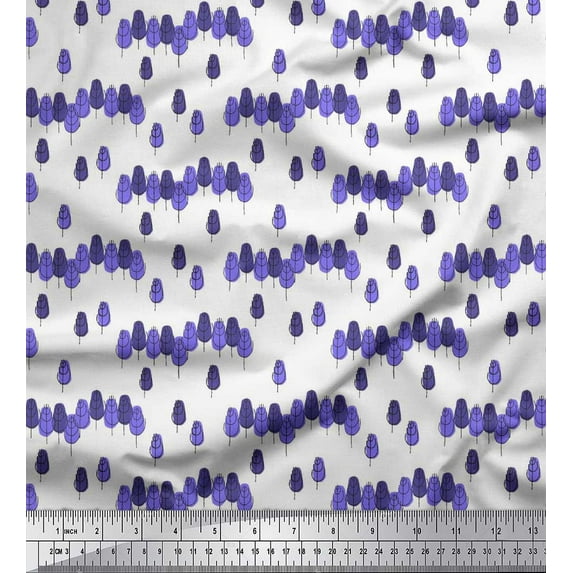 Soimoi Poly Georgette Fabric Artistic Tree Print Fabric by the Yard 42 Inch Wide