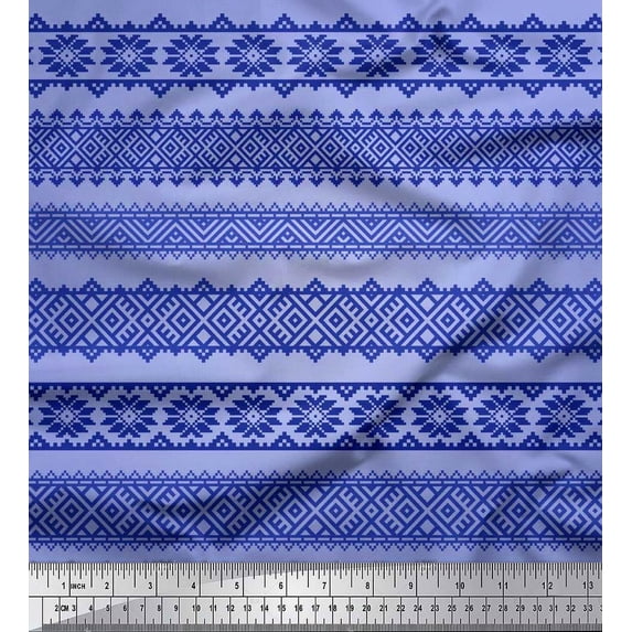 Soimoi Poly Georgette Fabric Aztec Geometric Decor Fabric Printed Yard 42 Inch Wide