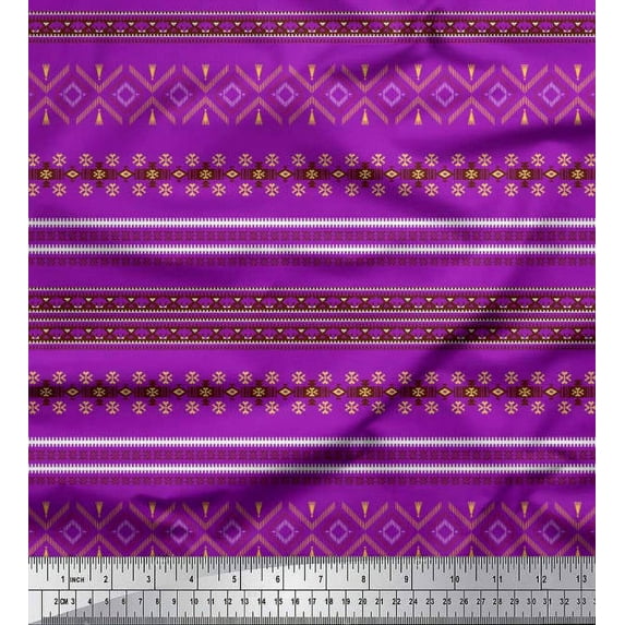 Soimoi Poly Georgette Fabric Aztec Southwestern Print Fabric by The Yard 42 Inch Wide