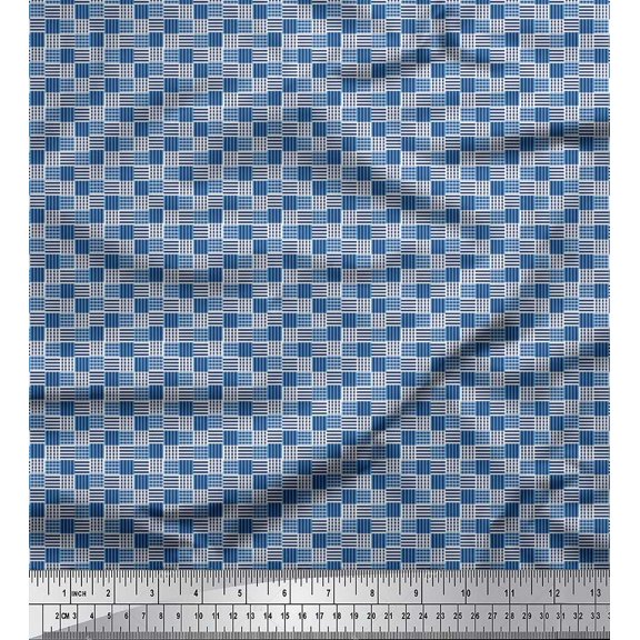 Soimoi Poly Georgette Fabric Basketweave Shirting Decor Fabric Printed Yard 42 Inch Wide