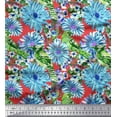 thumbnail image 1 of Soimoi Poly Georgette Fabric Bird & Aster Floral Print Fabric by the Yard 52 Inch Wide, 1 of 1