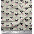 thumbnail image 1 of Soimoi Poly Georgette Fabric Bow & Boston Terrier Dog Fabric Prints by Yard 42 Inch Wide, 1 of 1