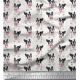 thumbnail image 1 of Soimoi Poly Georgette Fabric Bow & Boston Terrier Dog Printed Craft Fabric by The Yard 42 Inch Wide, 1 of 1