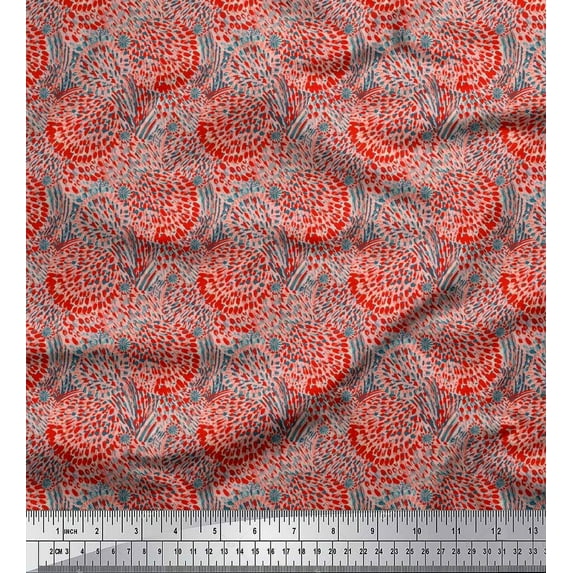 Soimoi Poly Georgette Fabric Brush Stroke Abstract Printed Fabric 1 Yard 52 Inch Wide