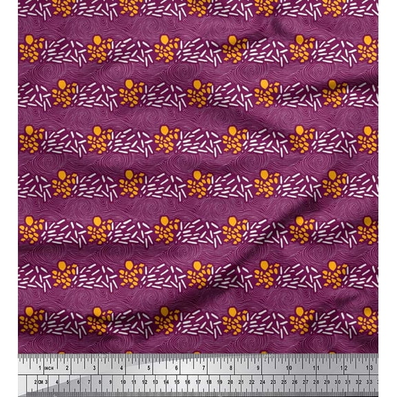 Soimoi Poly Georgette Fabric Brush Stroke & Spiral Abstract Printed Fabric 1 Yard 42 Inch Wide