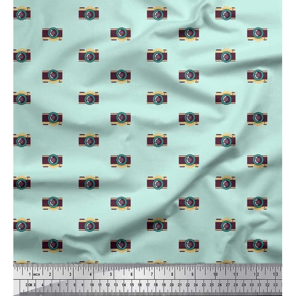Soimoi Poly Georgette Fabric Camera Shirting Printed Fabric 1 Yard 52 Inch Wide