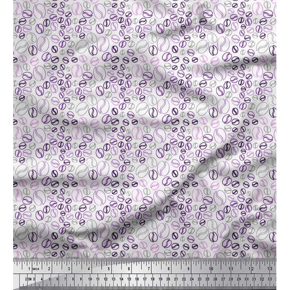 Soimoi Poly Georgette Fabric Coffee Beans Food Fabric Prints by Yard 52 Inch Wide
