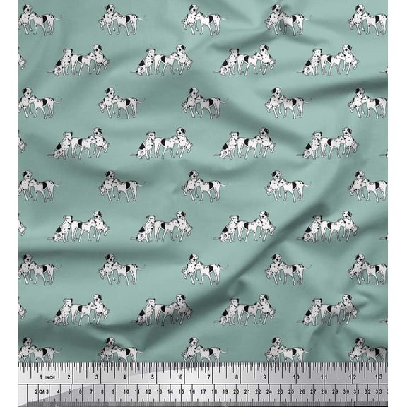 Soimoi Poly Georgette Fabric Dalmatian Dog Print Fabric by The Yard 42 Inch Wide