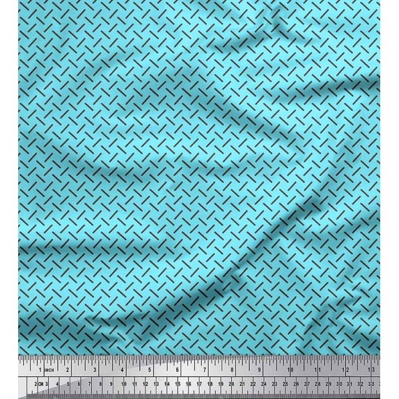 Soimoi Poly Georgette Fabric Diagonal Line Geometric Print Fabric by The Yard 52 Inch Wide