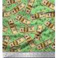thumbnail image 1 of Soimoi Poly Georgette Fabric Dollar Currency Note & Leaves Print Fabric by The Yard 42 Inch Wide, 1 of 1