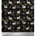 thumbnail image 1 of Soimoi Poly Georgette Fabric Dot,Leaves & Rabbit Animal Printed Fabric 1 Yard 52 Inch Wide, 1 of 1