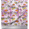 thumbnail image 1 of Soimoi Poly Georgette Fabric Fish & Shells Ocean Printed Fabric 1 Yard 52 Inch Wide, 1 of 3