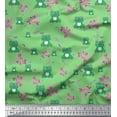 thumbnail image 1 of Soimoi Poly Georgette Fabric Floral & Frog Cartoon Fabric Prints by Yard 42 Inch Wide, 1 of 1