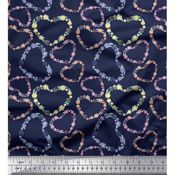 Soimoi Poly Georgette Fabric Floral & Heart Print Sewing Fabric Yard 42 Inch Wide