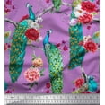 thumbnail image 1 of Soimoi Poly Georgette Fabric Floral & Peacock Bird Fabric Prints By Yard 42 Inch Wide, 1 of 1
