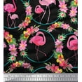 thumbnail image 1 of Soimoi Poly Georgette Fabric Floral Wreath & Flamingo Bird Print Sewing Fabric Yard 42 Inch Wide, 1 of 3