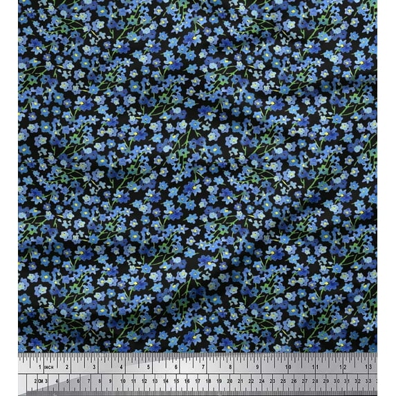 Soimoi Poly Georgette Fabric Flower Watercolor Print Fabric by The Yard 42 Inch Wide