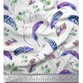 thumbnail image 1 of Soimoi Poly Georgette Fabric Flowers & Feather Fabric Prints by Yard 42 Inch Wide, 1 of 3