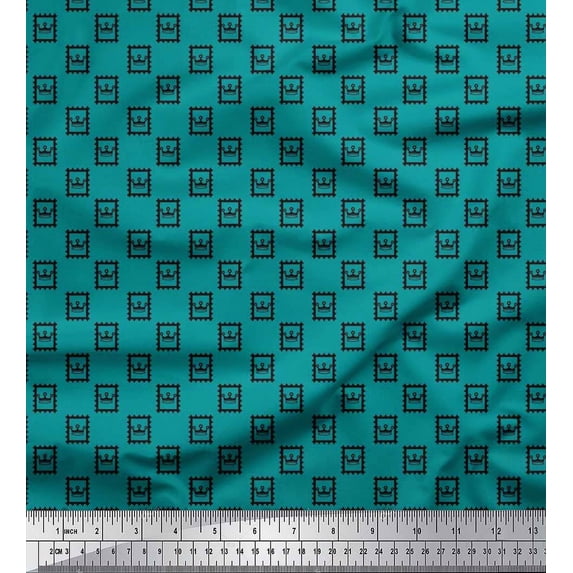 Soimoi Poly Georgette Fabric Frame & King Crown Shirting Print Fabric by Yard 42 Inch Wide