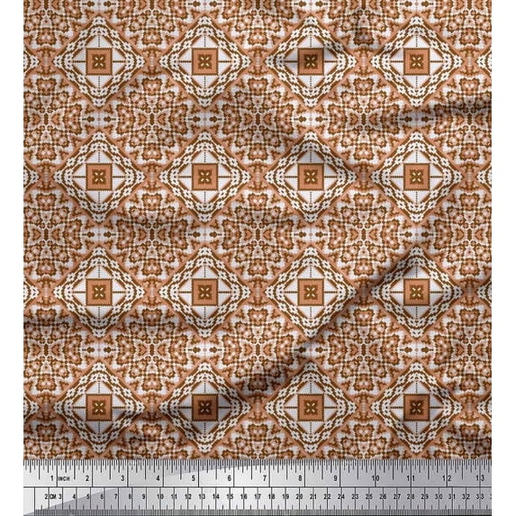 Soimoi Poly Georgette Fabric Geometric Kilim Decor Fabric Printed Yard 52 Inch Wide