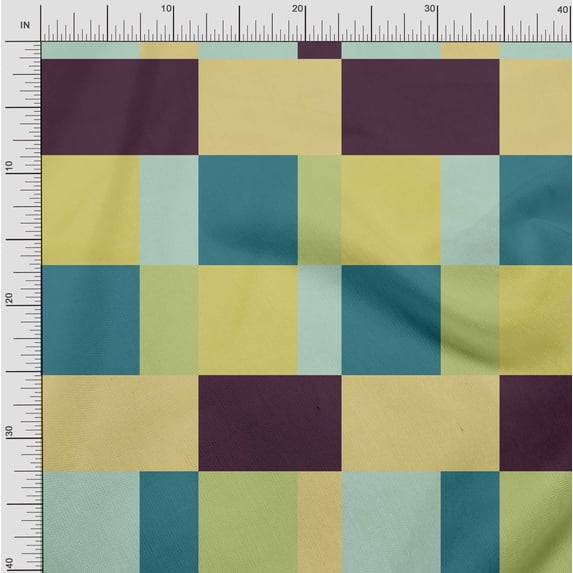 Soimoi Poly Georgette Fabric Geometric Panel Decor Fabric Printed Yard 52 Inch Wide