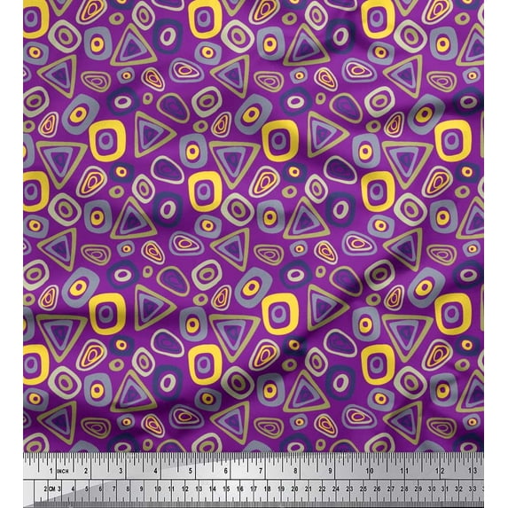 Soimoi Poly Georgette Fabric Geometric Small Fabric Prints by Yard 42 Inch Wide