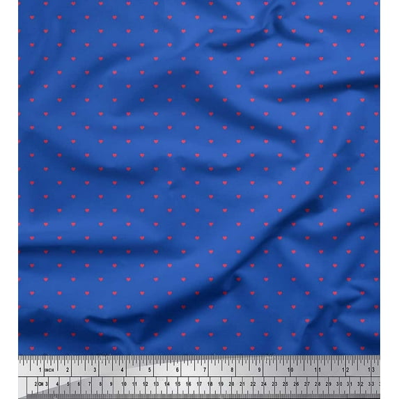 Soimoi Poly Georgette Fabric Heart Shirting Print Fabric by The Yard 42 Inch Wide