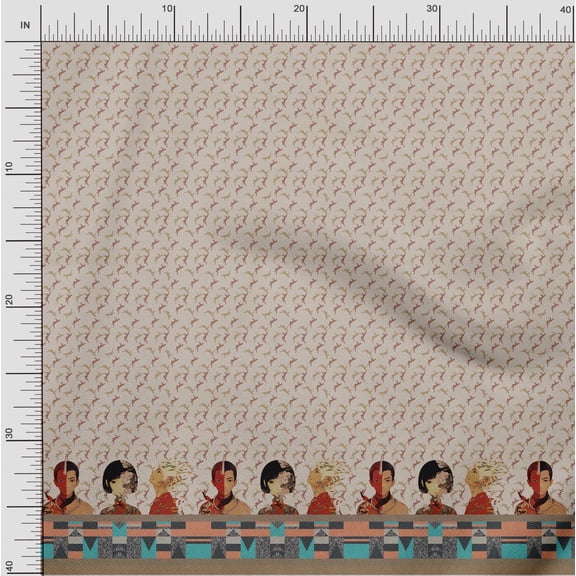Soimoi Poly Georgette Fabric Human Figure Panel Fabric Prints by Yard 42 Inch Wide