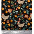 thumbnail image 1 of Soimoi Poly Georgette Fabric Leaves,Cock & Chick Cartoon Print Sewing Fabric Yard 52 Inch Wide, 1 of 1