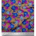 thumbnail image 1 of Soimoi Poly Georgette Fabric Leaves,Cosmos & Anemone Floral Print Fabric by the Yard 52 Inch Wide, 1 of 1