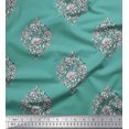 thumbnail image 1 of Soimoi Poly Georgette Fabric Leaves & Floral Block Fabric Prints by Yard 52 Inch Wide, 1 of 3