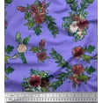 thumbnail image 1 of Soimoi Poly Georgette Fabric Leaves & Ranunculus Floral Print Sewing Fabric Yard 42 Inch Wide, 1 of 1
