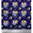thumbnail image 1 of Soimoi Poly Georgette Fabric Leaves, & Rose Floral Printed Craft Fabric by The Yard 52 Inch Wide, 1 of 1