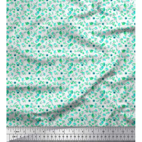 Soimoi Poly Georgette Fabric Leaves & Rose Shirting Print Fabric by The Yard 42 Inch Wide