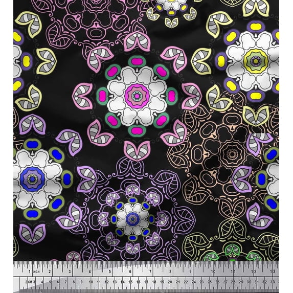 Soimoi Poly Georgette Fabric Mandala Decorative Decor Fabric Printed Yard 42 Inch Wide
