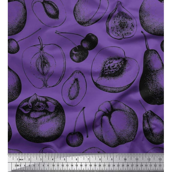 Soimoi Poly Georgette Fabric Mix Fruits Print Sewing Fabric Yard 42 Inch Wide