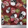 thumbnail image 1 of Soimoi Poly Georgette Fabric Monstera Leaves,Floral & Horror Skull Halloween Print Fabric by Yard 42 Inch Wide, 1 of 1