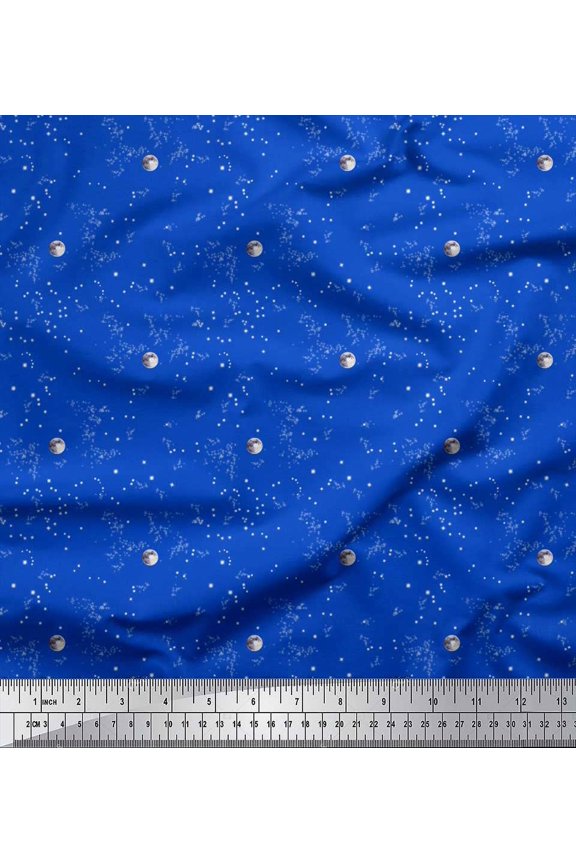Poly Georgette Fabric Moon & Star Shirting Fabric Prints by Yard 42 Inch Wide