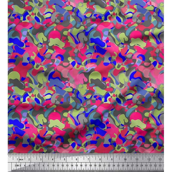 Soimoi Poly Georgette Fabric Multicolor Camouflage Print Sewing Fabric Yard 42 Inch Wide