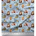 thumbnail image 1 of Soimoi Poly Georgette Fabric Owl,Squirrel & Rabbit Animal Print Sewing Fabric Yard 42 Inch Wide, 1 of 1