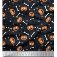 thumbnail image 1 of Soimoi Poly Georgette Fabric Pumpkin,Bone & Bat Halloween Print Sewing Fabric Yard 42 Inch Wide, 1 of 1