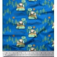 thumbnail image 1 of Soimoi Poly Georgette Fabric Rabbit,Van & Suitcase Travel Print Fabric by The Yard 52 Inch Wide, 1 of 1